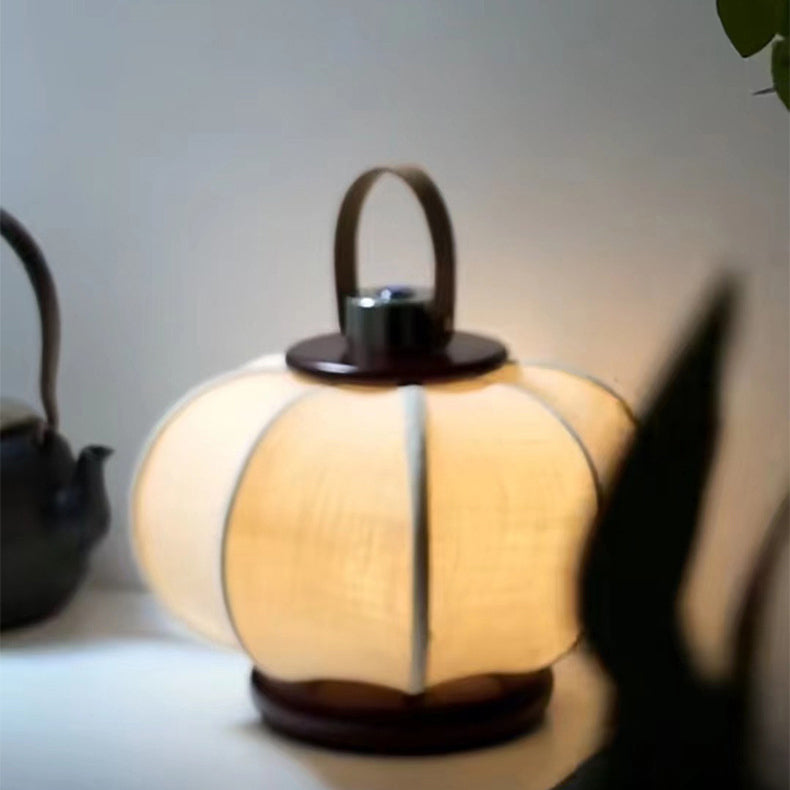 مصباح طاولة LED بنمط طائر تقليدي صيني محمول USB من الجلد والفولاذ المقاوم للصدأ والقماش والخشب على شكل أسطوانة للدراسة 