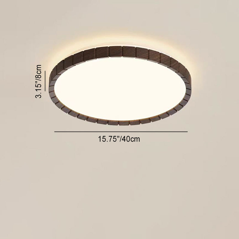 Contemporary Retro Iron Plastic Round Fence LED Flush Mount Ceiling Light For Bedroom