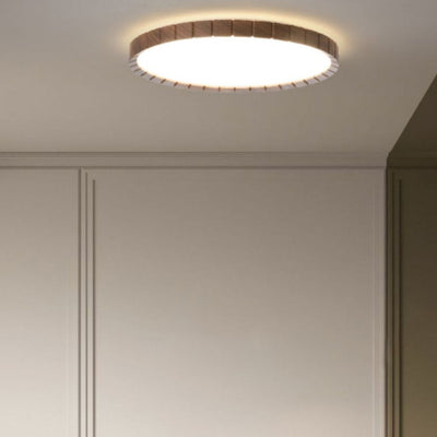 Contemporary Retro Iron Plastic Round Fence LED Flush Mount Ceiling Light For Bedroom
