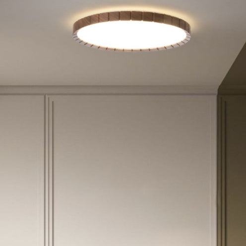Contemporary Retro Iron Plastic Round Fence LED Flush Mount Ceiling Light For Bedroom