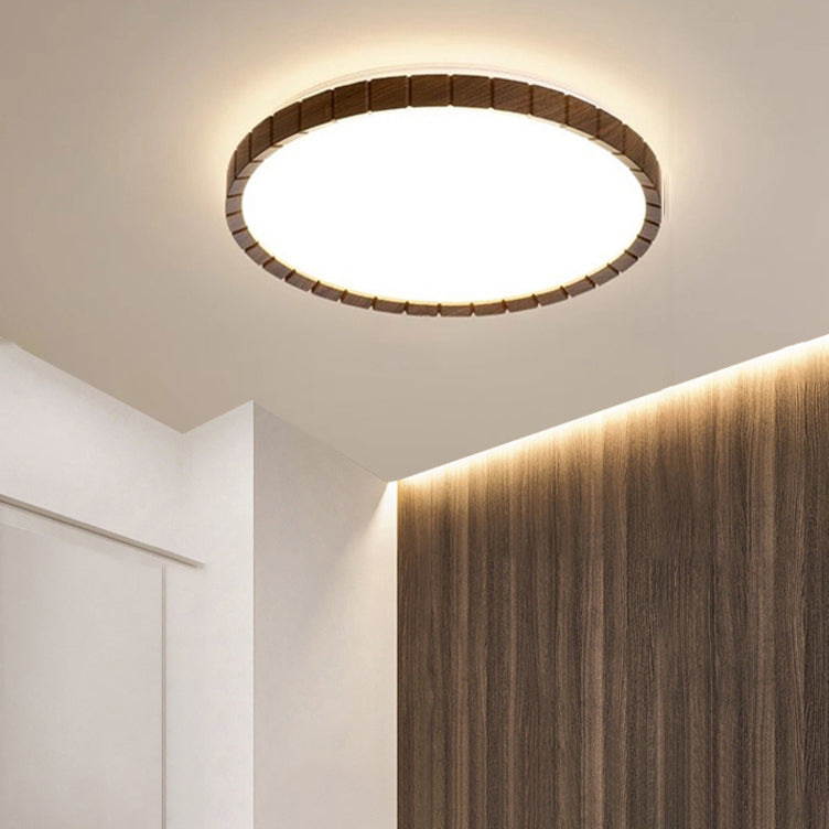 Contemporary Retro Iron Plastic Round Fence LED Flush Mount Ceiling Light For Bedroom