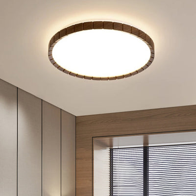 Contemporary Retro Iron Plastic Round Fence LED Flush Mount Ceiling Light For Bedroom