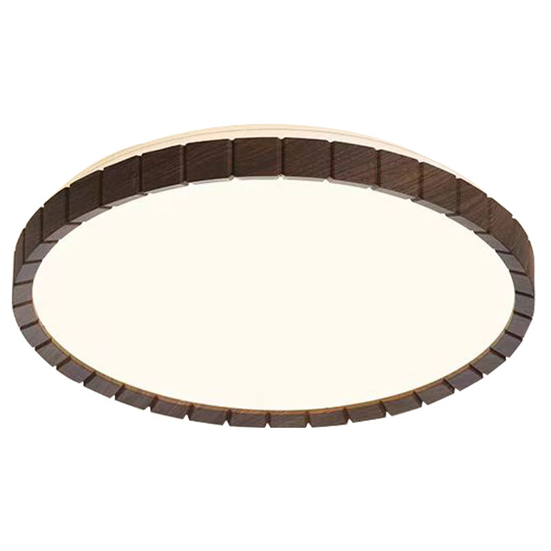 Contemporary Retro Iron Plastic Round Fence LED Flush Mount Ceiling Light For Bedroom