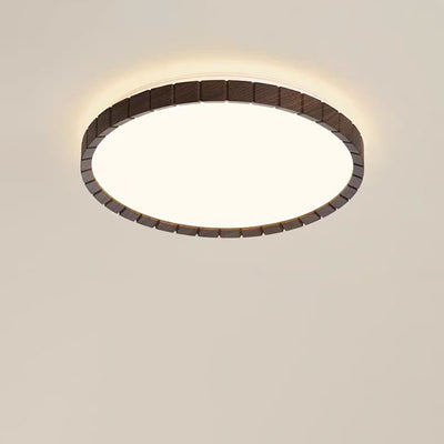 Contemporary Retro Iron Plastic Round Fence LED Flush Mount Ceiling Light For Bedroom