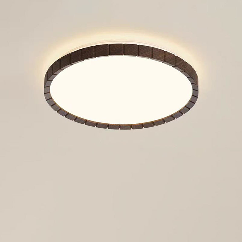 Contemporary Retro Iron Plastic Round Fence LED Flush Mount Ceiling Light For Bedroom