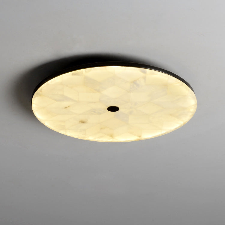 Plafonnier LED encastré rond en marbre chinois traditionnel avec fissures en cuivre pour chambre 