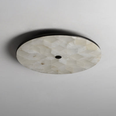 Plafonnier LED encastré rond en marbre chinois traditionnel avec fissures en cuivre pour chambre 