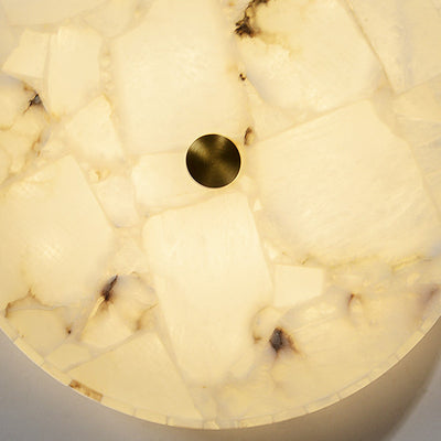 Plafonnier LED encastré rond en marbre chinois traditionnel avec fissures en cuivre pour chambre 
