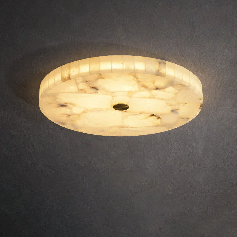 Plafonnier LED encastré rond en marbre chinois traditionnel avec fissures en cuivre pour chambre 
