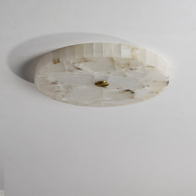Plafonnier LED encastré rond en marbre chinois traditionnel avec fissures en cuivre pour chambre 