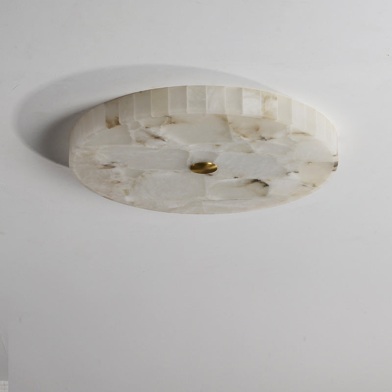 Plafonnier LED encastré rond en marbre chinois traditionnel avec fissures en cuivre pour chambre 