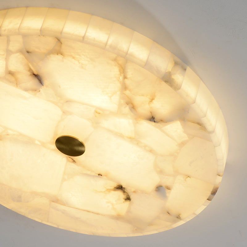 Plafonnier LED encastré rond en marbre chinois traditionnel avec fissures en cuivre pour chambre 
