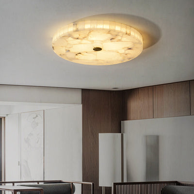 Plafonnier LED encastré rond en marbre chinois traditionnel avec fissures en cuivre pour chambre 