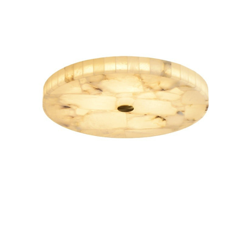 Plafonnier LED encastré rond en marbre chinois traditionnel avec fissures en cuivre pour chambre 