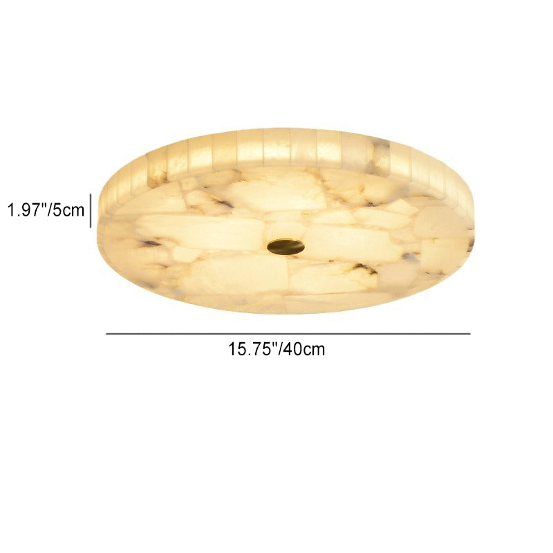 Plafonnier LED encastré rond en marbre chinois traditionnel avec fissures en cuivre pour chambre 