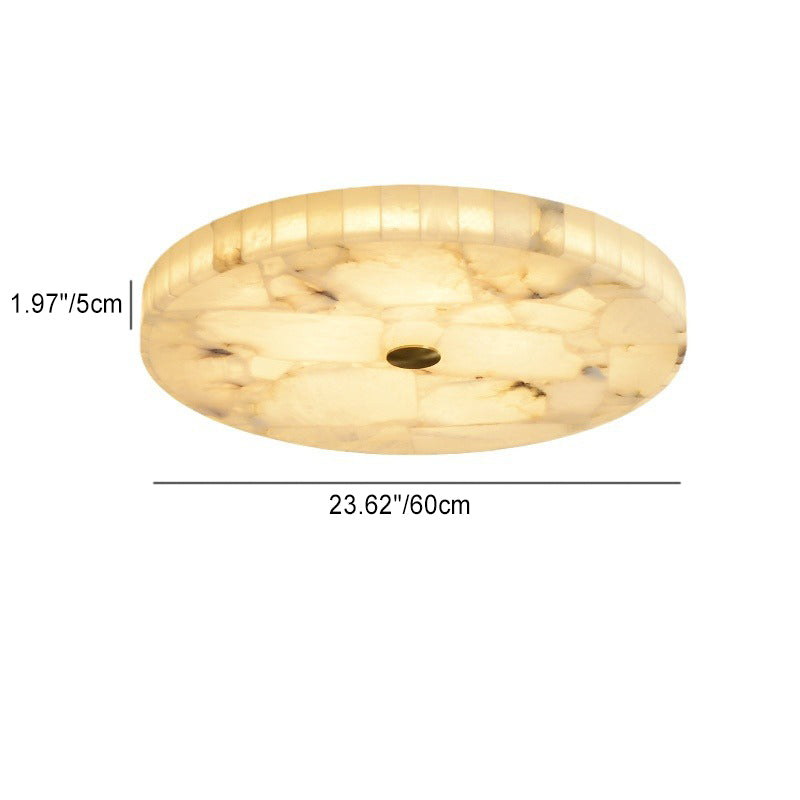 Plafonnier LED encastré rond en marbre chinois traditionnel avec fissures en cuivre pour chambre 