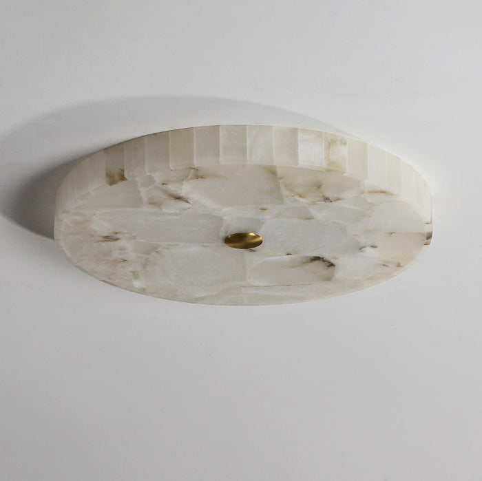 Plafonnier LED encastré rond en marbre chinois traditionnel avec fissures en cuivre pour chambre 