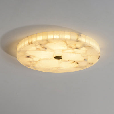 Plafonnier LED encastré rond en marbre chinois traditionnel avec fissures en cuivre pour chambre 