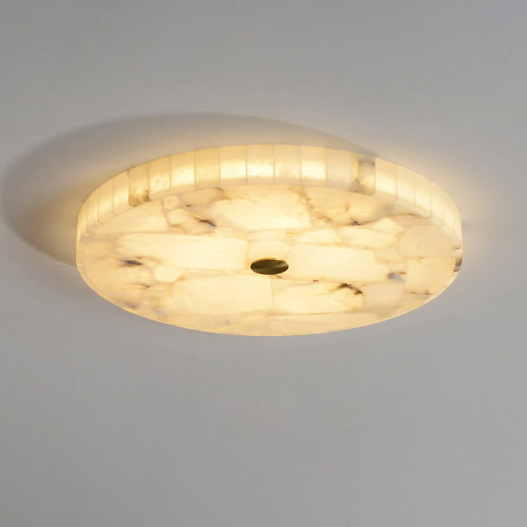 Plafonnier LED encastré rond en marbre chinois traditionnel avec fissures en cuivre pour chambre 