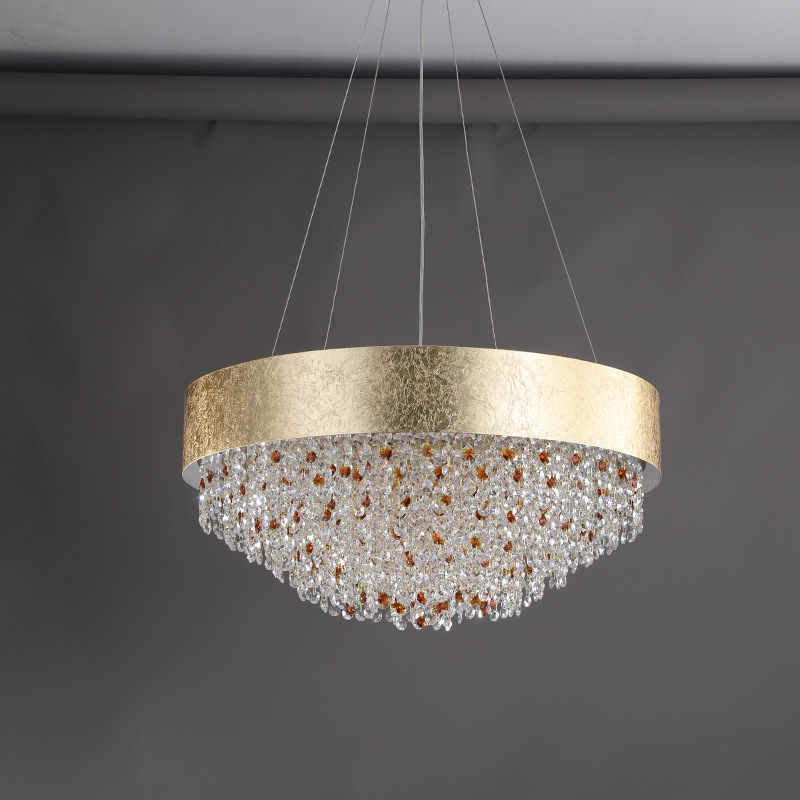 Lustres ronds en fer et cristal de luxe moderne à 6/8/10/16 lumières pour salle à manger 
