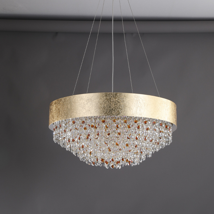 Lustres ronds en fer et cristal de luxe moderne à 6/8/10/16 lumières pour salle à manger 