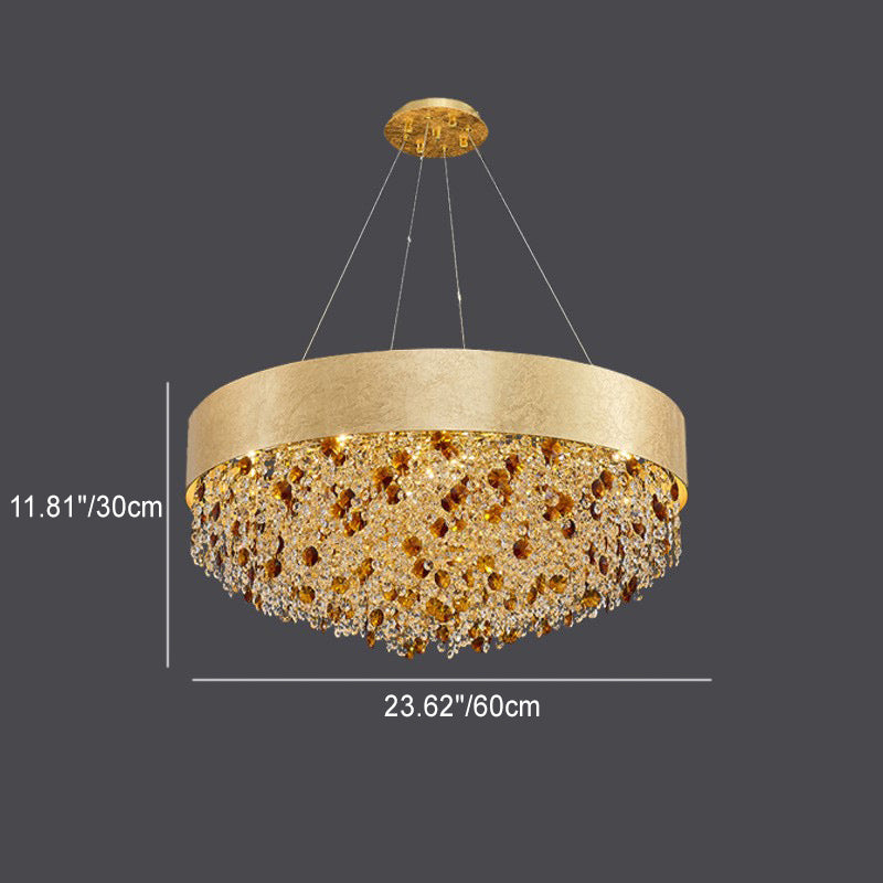 Lustres ronds en fer et cristal de luxe moderne à 6/8/10/16 lumières pour salle à manger 
