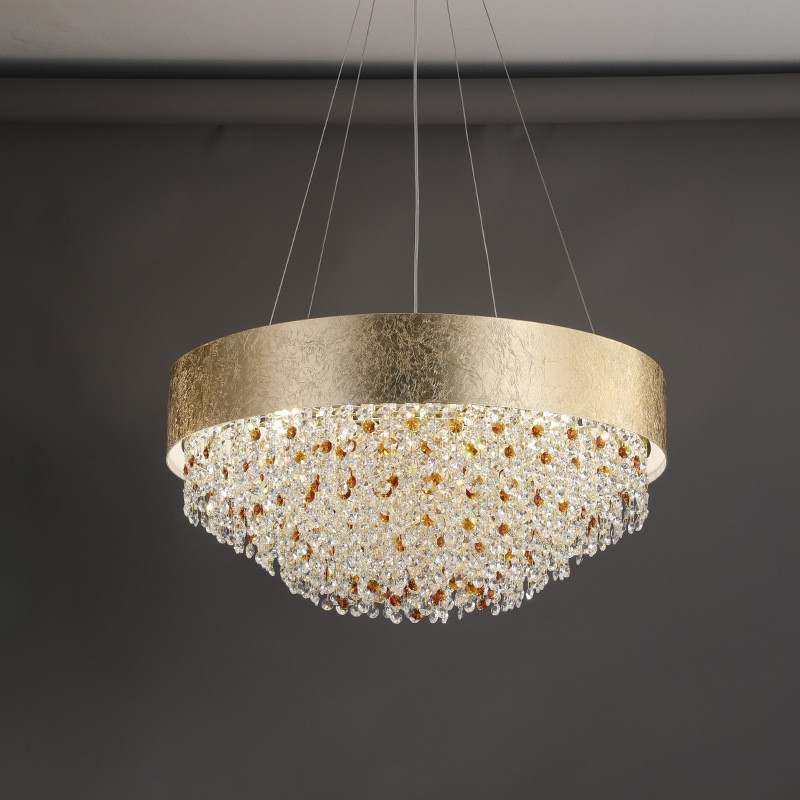 Lustres ronds en fer et cristal de luxe moderne à 6/8/10/16 lumières pour salle à manger 