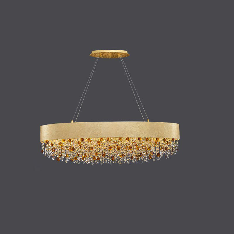 Moderne Luxus Eisen Kristall Elliptische 6/8/12 Licht Kronleuchter Für Esszimmer 