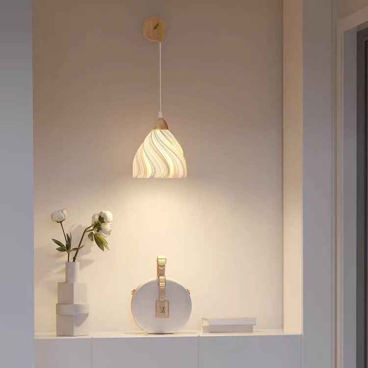 Lámpara de Aplique de Pared de 1 Luz Ajustable de Pétalo de Falda de Madera Nórdica Contemporánea para Mesita de Noche 