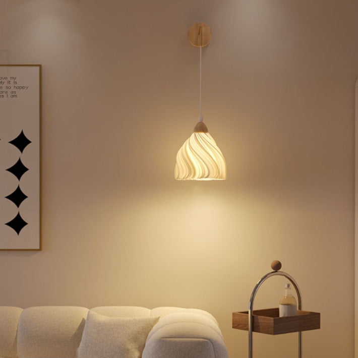 Lámpara de Aplique de Pared de 1 Luz Ajustable de Pétalo de Falda de Madera Nórdica Contemporánea para Mesita de Noche 