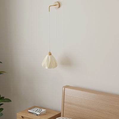 Lámpara de Aplique de Pared de 1 Luz Ajustable de Pétalo de Falda de Madera Nórdica Contemporánea para Mesita de Noche 