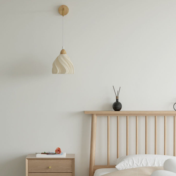 Lámpara de Aplique de Pared de 1 Luz Ajustable de Pétalo de Falda de Madera Nórdica Contemporánea para Mesita de Noche 