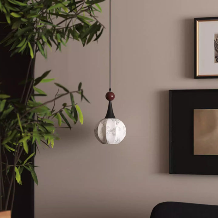 Traditionelle französische Eisenstoffkugelblumenmuster 1-Licht-Pendelleuchte für das Bett 