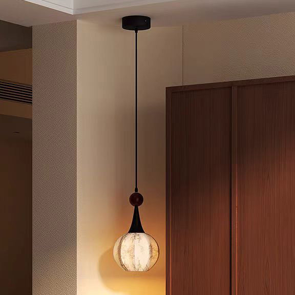 Traditionelle französische Eisenstoffkugelblumenmuster 1-Licht-Pendelleuchte für das Bett 