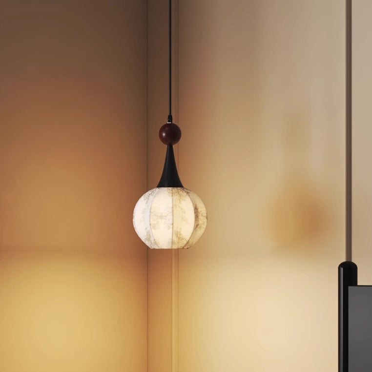 Traditionelle französische Eisenstoffkugelblumenmuster 1-Licht-Pendelleuchte für das Bett 