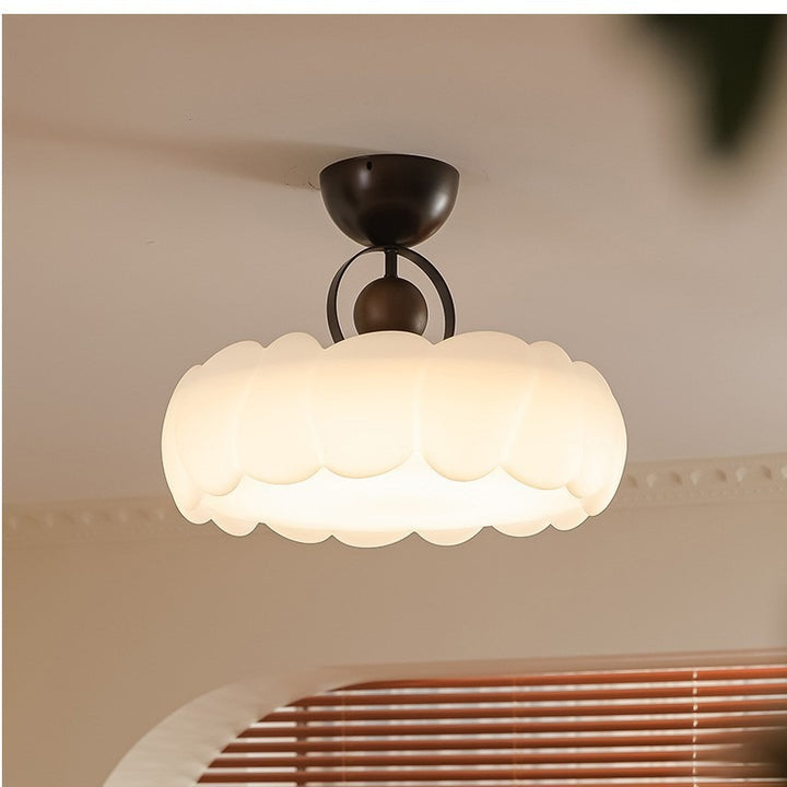 Zeitgenössisches Retro-Gummi-Holz-Eisen-Acryl-Durchsichtige Runde LED-Halbeinbau-Deckenleuchte für das Schlafzimmer 