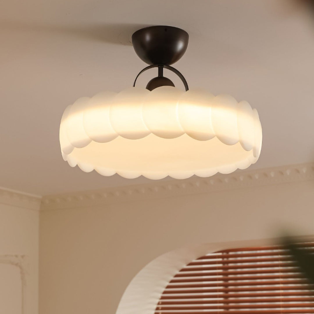 Zeitgenössisches Retro-Gummi-Holz-Eisen-Acryl-Durchsichtige Runde LED-Halbeinbau-Deckenleuchte für das Schlafzimmer 