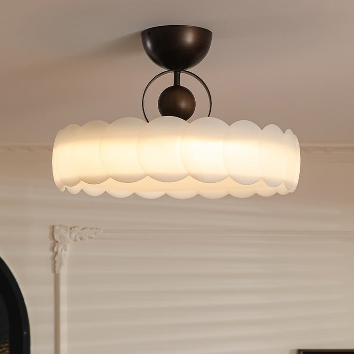 Zeitgenössisches Retro-Gummi-Holz-Eisen-Acryl-Durchsichtige Runde LED-Halbeinbau-Deckenleuchte für das Schlafzimmer 