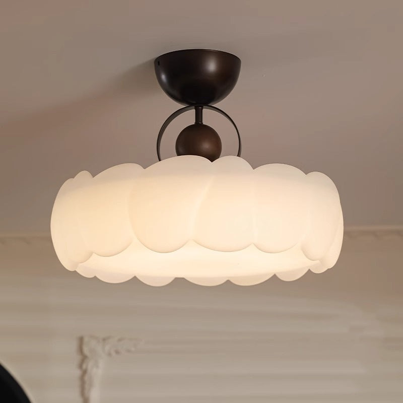 Zeitgenössisches Retro-Gummi-Holz-Eisen-Acryl-Durchsichtige Runde LED-Halbeinbau-Deckenleuchte für das Schlafzimmer 