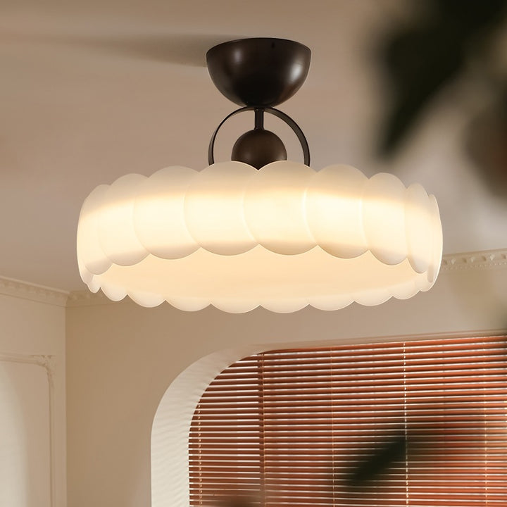 Zeitgenössisches Retro-Gummi-Holz-Eisen-Acryl-Durchsichtige Runde LED-Halbeinbau-Deckenleuchte für das Schlafzimmer 