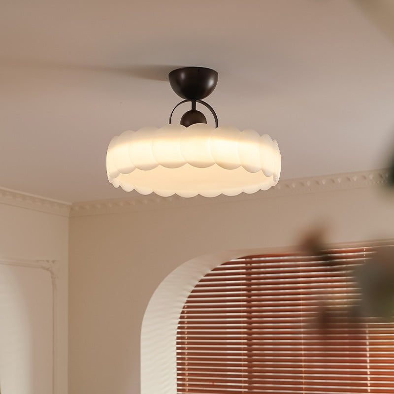 Zeitgenössisches Retro-Gummi-Holz-Eisen-Acryl-Durchsichtige Runde LED-Halbeinbau-Deckenleuchte für das Schlafzimmer 