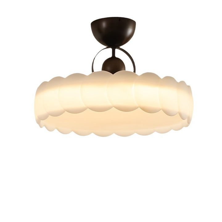 Zeitgenössisches Retro-Gummi-Holz-Eisen-Acryl-Durchsichtige Runde LED-Halbeinbau-Deckenleuchte für das Schlafzimmer 
