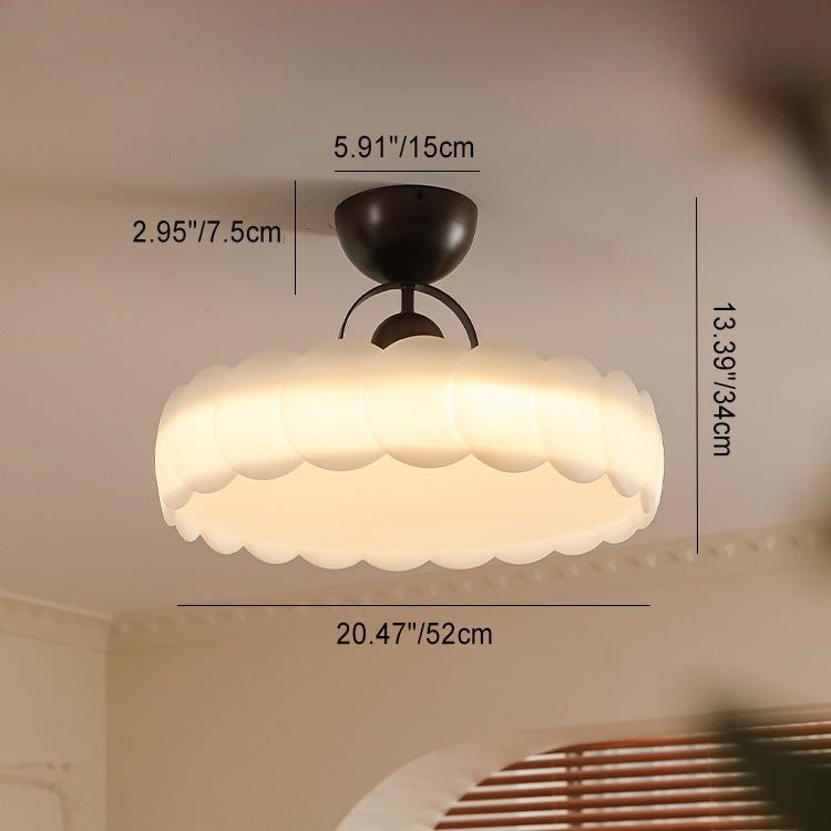 Zeitgenössisches Retro-Gummi-Holz-Eisen-Acryl-Durchsichtige Runde LED-Halbeinbau-Deckenleuchte für das Schlafzimmer 