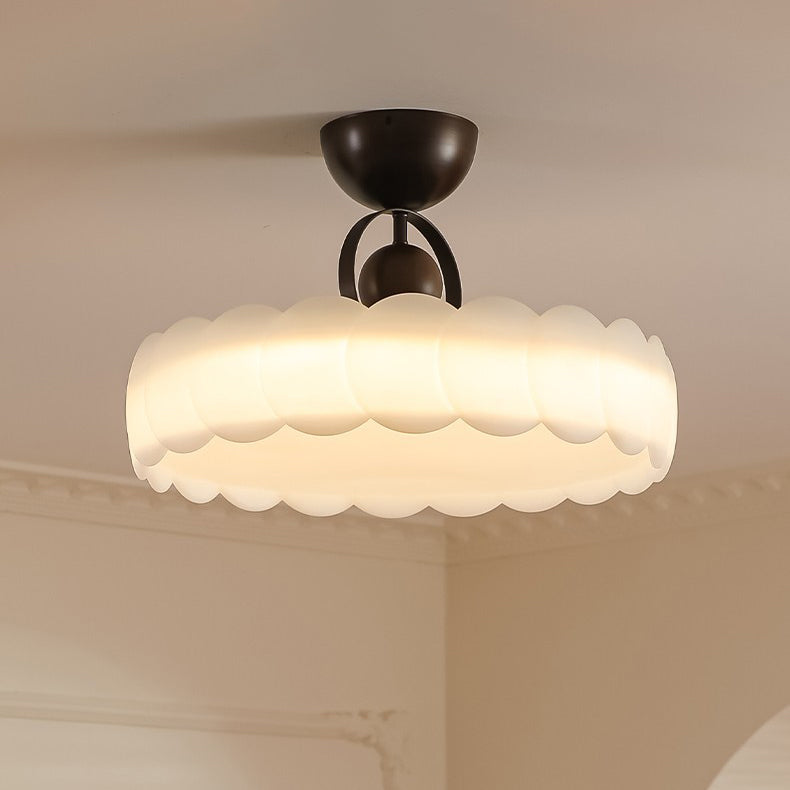 Zeitgenössisches Retro-Gummi-Holz-Eisen-Acryl-Durchsichtige Runde LED-Halbeinbau-Deckenleuchte für das Schlafzimmer 