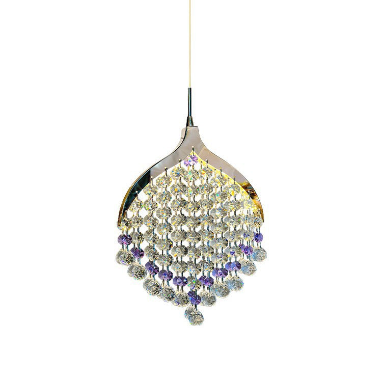 Lustre suspendu à LED moderne en perles de cristal de luxe pour chevet 