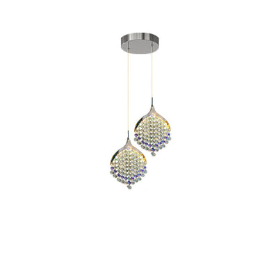 Lustre suspendu à LED moderne en perles de cristal de luxe pour chevet 