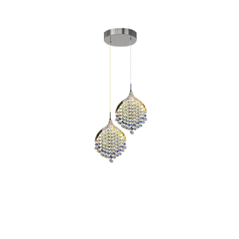 Lustre suspendu à LED moderne en perles de cristal de luxe pour chevet 