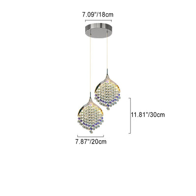 Lustre suspendu à LED moderne en perles de cristal de luxe pour chevet 
