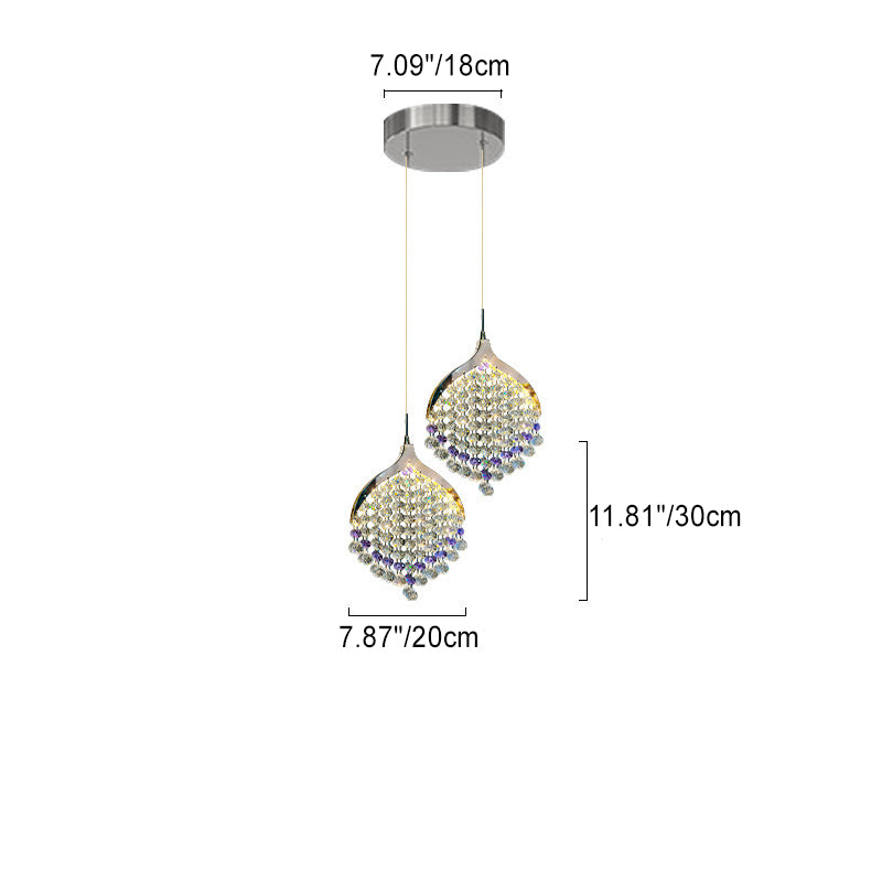 Lustre suspendu à LED moderne en perles de cristal de luxe pour chevet 