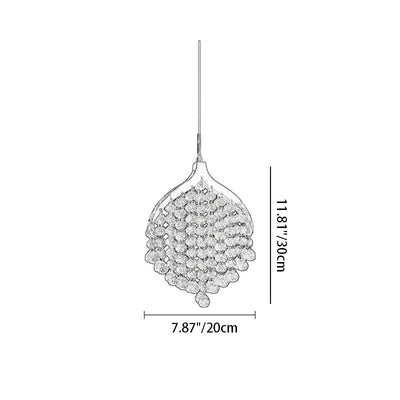 Lustre suspendu à LED moderne en perles de cristal de luxe pour chevet 